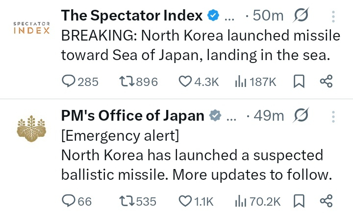 japan sea missile launch